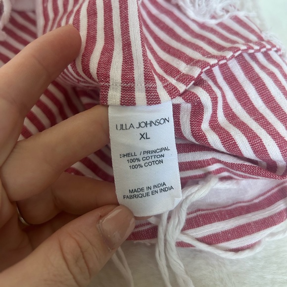 Ulla Johnson Adira Fringe-Hem Shoulder-Tie Coverup Dress Size XL Cotton handmade - Picture 12 of 13